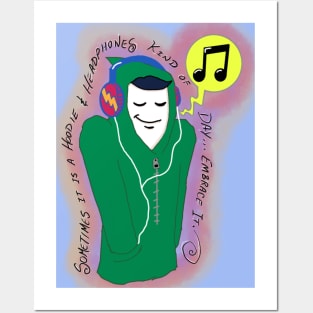 Hoodie & Headphones Posters and Art